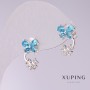 Xuping Butterfly Earrings with Sky-Blue Stones 15x9mm Rhodium