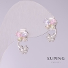Xuping Butterfly Earrings with Multicoloured Stones 15x9mm Rhodium