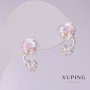 Xuping Butterfly Earrings with Multicoloured Stones 15x9mm Rhodium