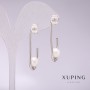 Xuping Earrings with White Mallorca Pearls 33x8mm Rhodium