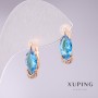 Xuping Earrings with Light Blue Stones 18x6mm Gold-Plated