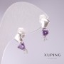 Xuping Heart Garland Earrings with Lilac Stones 17x7mm Rhodium-Plated