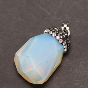 "Acorn" Pendant with Moonstone (Synthetic) 24x36x40+/-mm