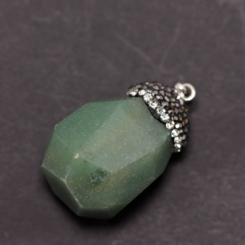"Acorn" Pendant with Natural Jade Stone 24x36x40+/-mm