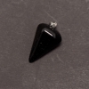 Pendulum Pendant with Natural Black Agate Stone 14x22x30+/-mm