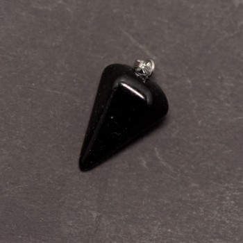 Pendulum Pendant with Natural Black Agate Stone 14x22x30+/-mm