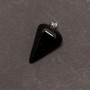 Pendulum Pendant with Natural Black Agate Stone 14x22x30+/-mm