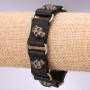 Men's Eco-Leather Bracelet Skulls Link Strap, length 20-23cm, thickness 20mm