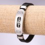 Eco-Leather Bracelet Anchor, length 20cm, thickness 10mm, colour "rhodium"