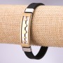 Men's "Rubber" Bracelet Heart Plate, Length 20cm, Thickness 10mm Colour "Gold-Plated", "Rhodium"