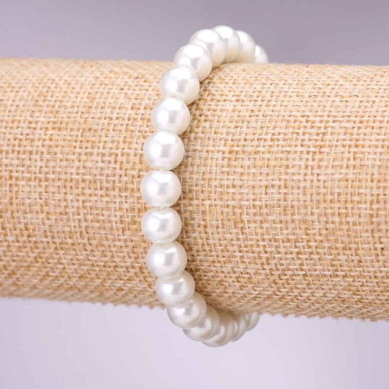 White Pearl (Acrylic) Bracelet, Diameter 10mm, Length 18cm