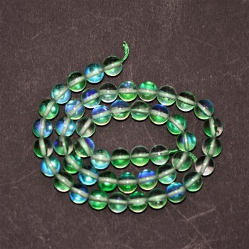 Green Opal Glass Beads, Smooth Round, Strand, 8mm diameter, 38cm length (+/-)