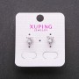 Xuping Stud Earrings with White Stones, Heart Setting 6x7mm, Rhodium