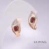 Xuping Earrings with Red Stones 19x10mm, Rhodium, Gold-Plated