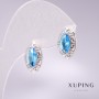 Xuping Earrings with Blue Stones 15x9mm, Rhodium