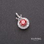 Xuping Crown Pendant with Red Stone 12x20mm Rhodium
