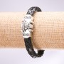 Bracelet Skull Eco-Leather Braid Black, length 20cm