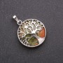 Pendant made of natural Unakite Heliotrope stone in a "Tree" setting, diameter 27mm