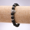 Shungite (Artificial) Skull Bracelet on Elastic, 8mm Diameter, 18cm+ Length