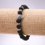 Shungite (Artificial) Skull Bracelet on Elastic, 8mm Diameter, 18cm+ Length