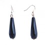 Earrings - drop with black faceted stones, elongated shape, silver-plated metal