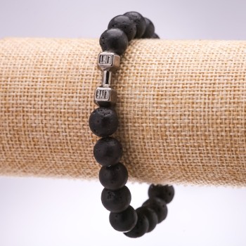 Lava Dumbbell Bracelet, 10mm Diameter, 18cm Length on Elastic