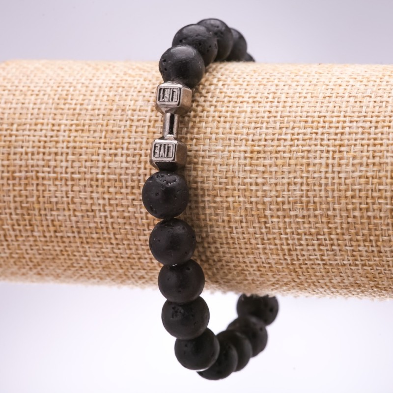 Lava Dumbbell Bracelet, 10mm Diameter, 18cm Length on Elastic