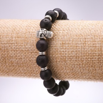 Lava Skull Bracelet, 10mm Diameter, 18cm Length on Elastic