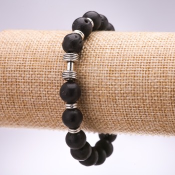 Lava Dumbbell Bracelet, 10mm Diameter, 18cm Length on Elastic