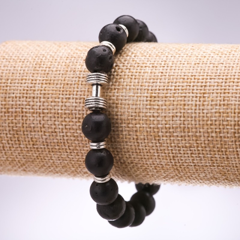 Lava Dumbbell Bracelet, 10mm Diameter, 18cm Length on Elastic