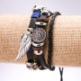 Eco Leather Bracelet, Wing Drawstring, 18-24cm Length, Black