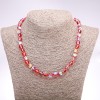 Opal Glass Necklace, Red Smooth Bead, 8mm Diameter, 45cm Length