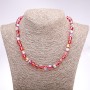 Opal Glass Necklace, Red Smooth Bead, 8mm Diameter, 45cm Length