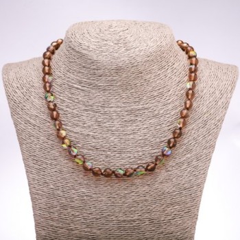 Brown Opal Glass Necklace, Smooth Bead, 8mm Diameter, 45cm Length