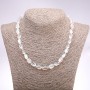 White Opal Glass Necklace, Smooth Rectangle Bead, 10x16mm (approx.), 45cm Length