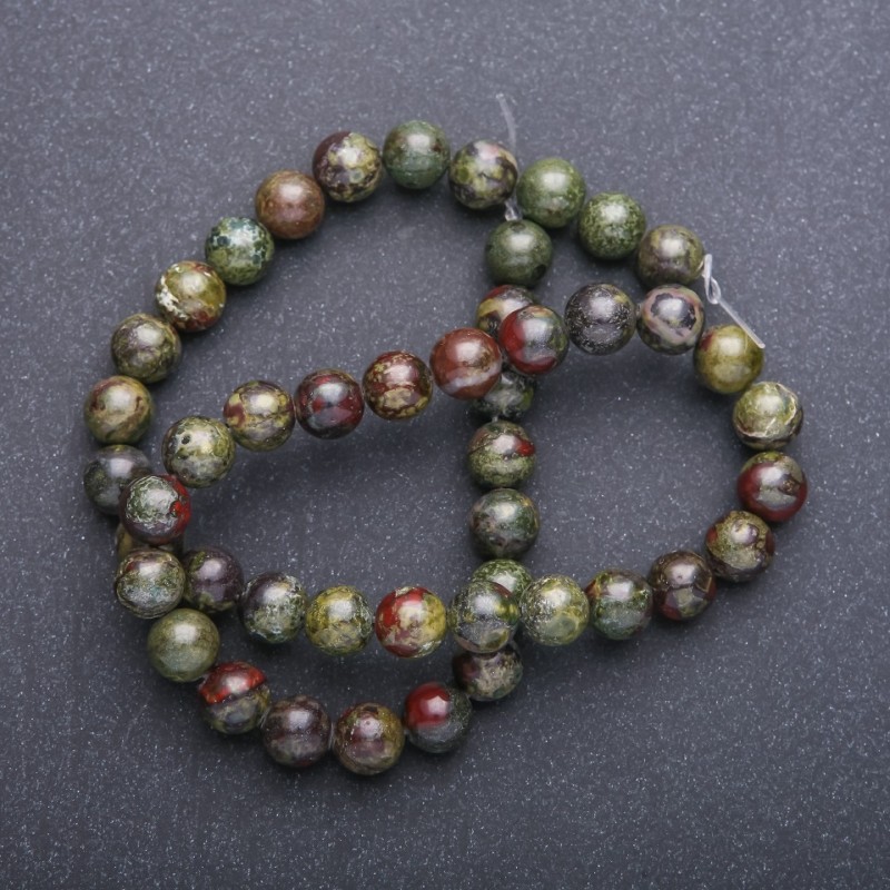 Natural Stone Beads Dragon Blood Jasper Smooth Round Bead, Diameter 8(+-)mm, Strand Length 38(+-)cm