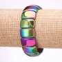 Bracelet Hematite with Rainbow Coating "Benzini" 12x20mm links, 18cm length on elastic