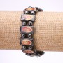 Clearance Hematite Bracelet with "Virgin Mary and Saviour" Icons on Elastic, Link 18x10mm (with Defect)