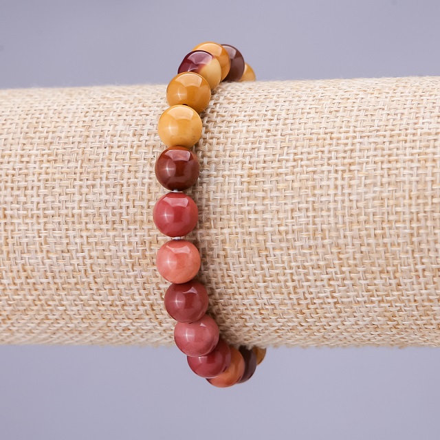 Mookaite Jasper Bracelet, Smooth Ball, 8mm Diameter, 18cm Length on Elastic