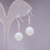 Moonstone Earrings, Faceted Ball, 10mm Diameter, Hook Loop Clasp