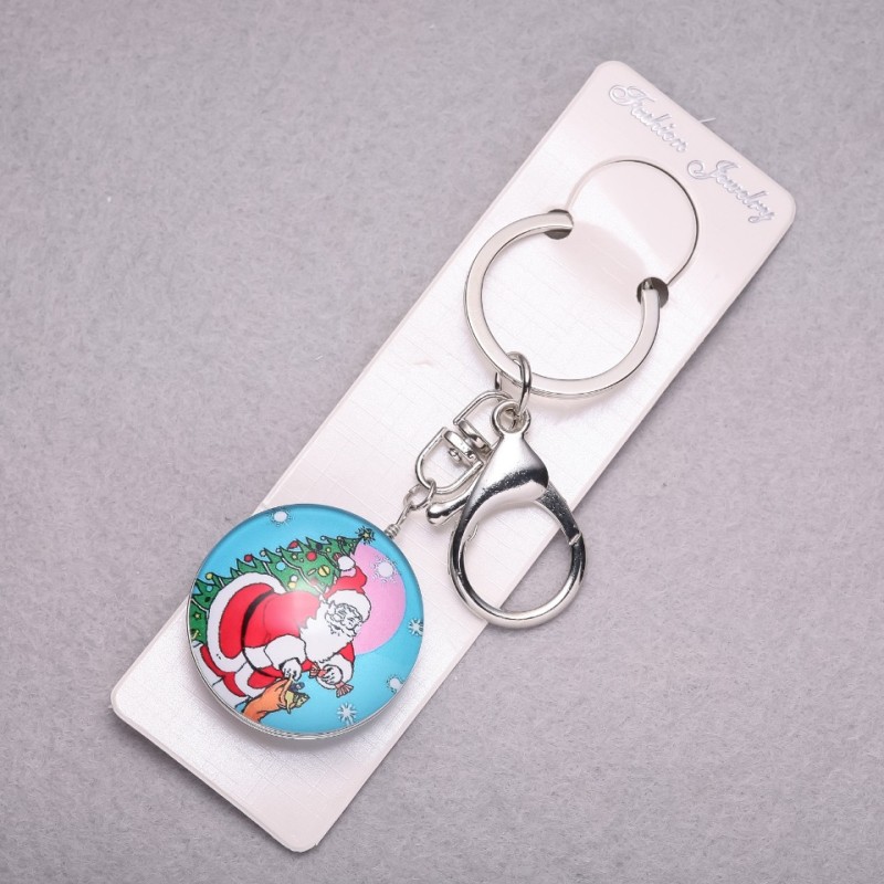 New Year Santa Claus with Christmas Tree Keyring, length 10cm