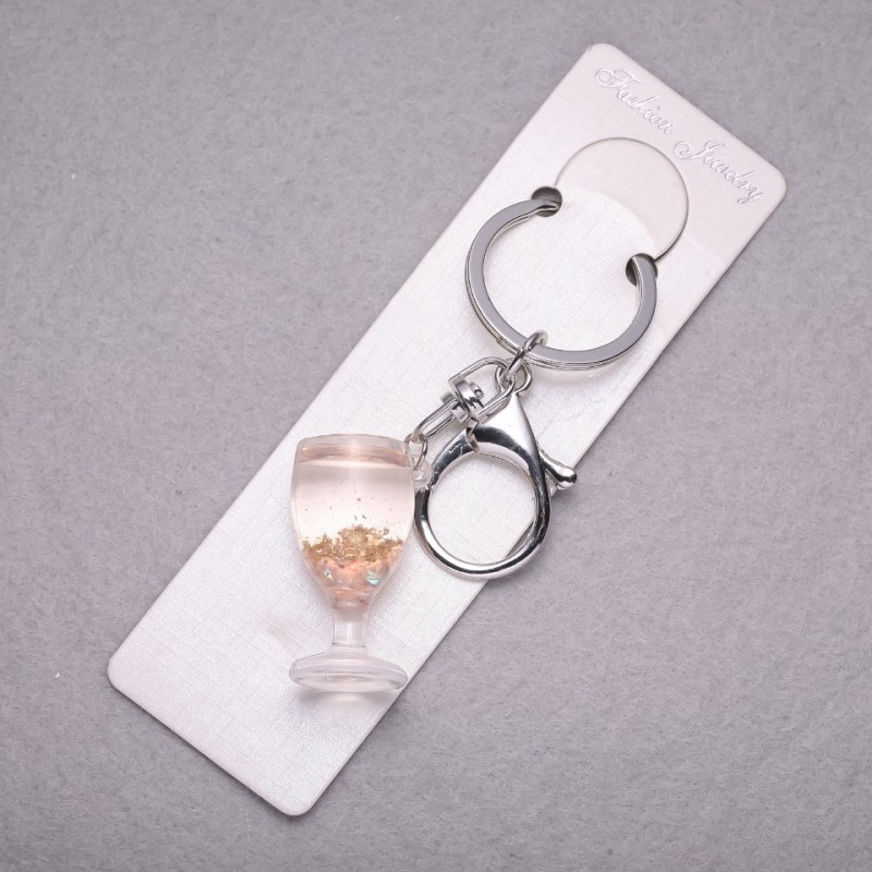 New Year Champagne Glass Keyring, length 10cm