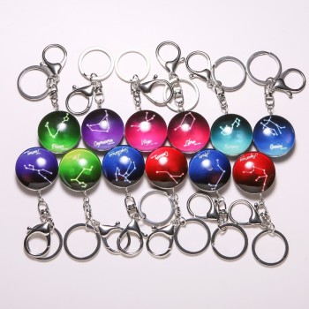 Glow-in-the-Dark Zodiac Keyrings, set of 12 pcs, price per pack, length 10cm