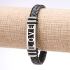 Unisex LOVE Bracelet, Eco-Leather Braid with Steel Plate, 12mm Thick, 20cm Length