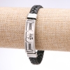 Unisex Greek Ornament Bracelet, eco-leather braid, steel plate, 12mm thickness, 20cm length