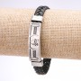 Unisex Greek Ornament Bracelet, eco-leather braid, steel plate, 12mm thickness, 20cm length