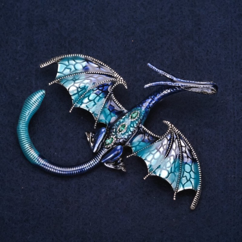 Blue Dragon Brooch 'Sapphira' 79x72mm
