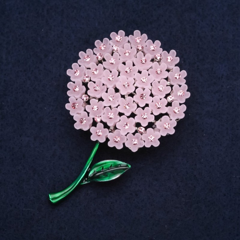 Flower Brooch "Pink Hydrangea" 60x40mm