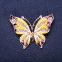 Sale! Butterfly Brooch White Rhinestones Purple, Yellow Enamel 42x56mm Yellow Metal
