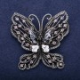 Sale! Butterfly Brooch Grey Rhinestones 55x57mm Silver-Tone Metal